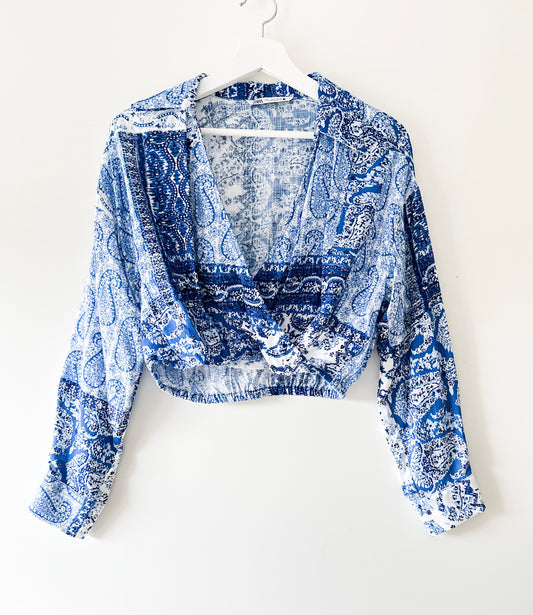 Crop top blouse with print Zara