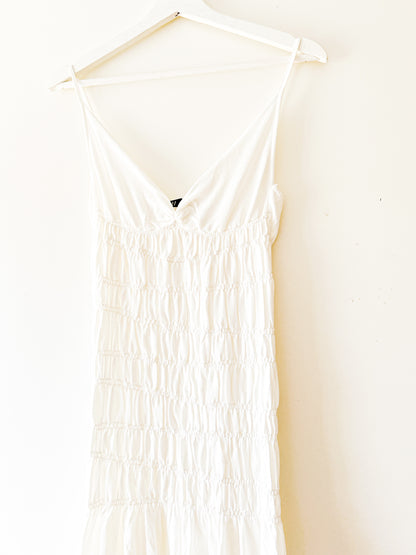 Robe longue blanche extensible à côtes Zara