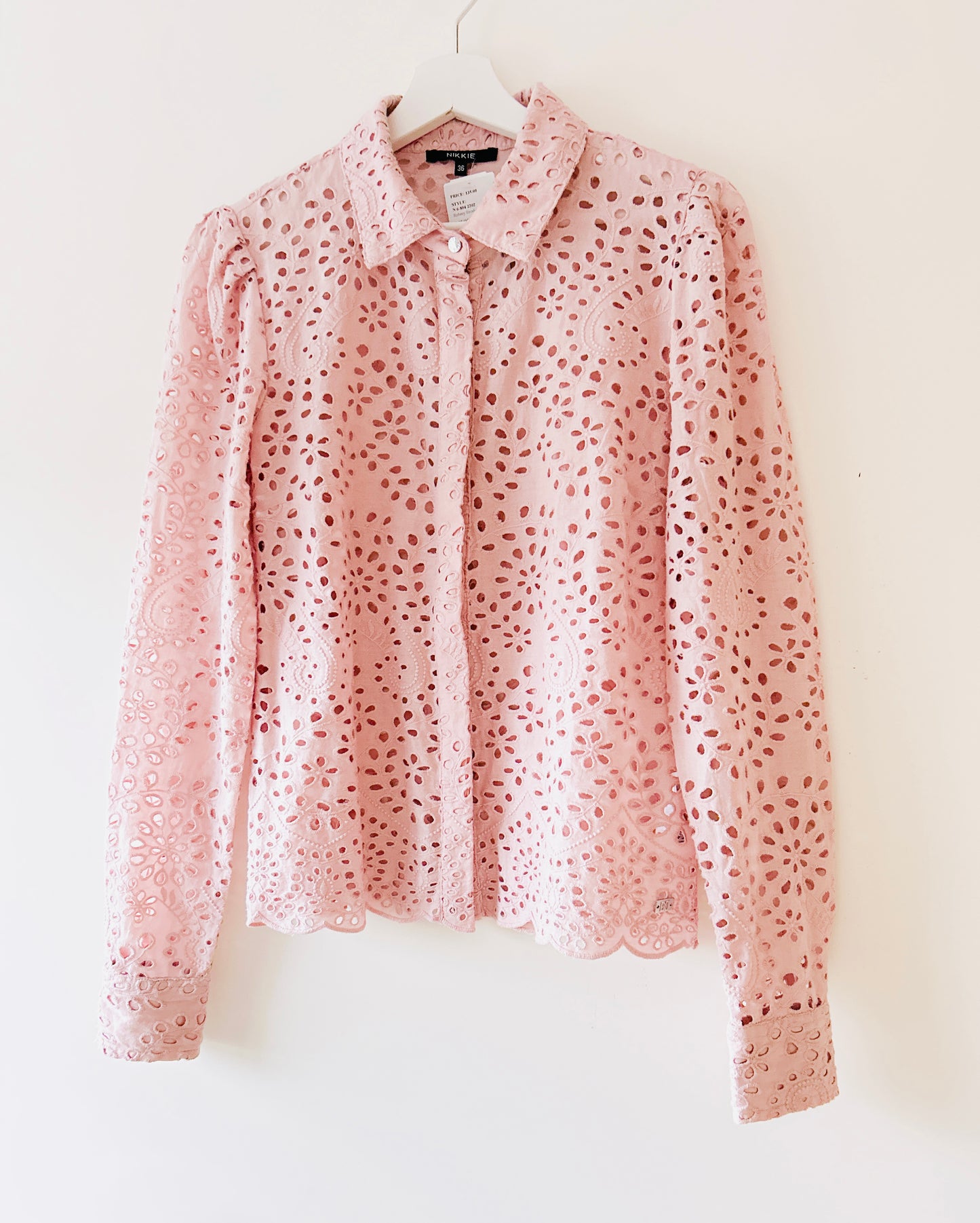 Blouse brodée rose clair NIKKI