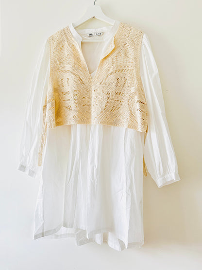 Crochet shirt dress with pinafore Zara