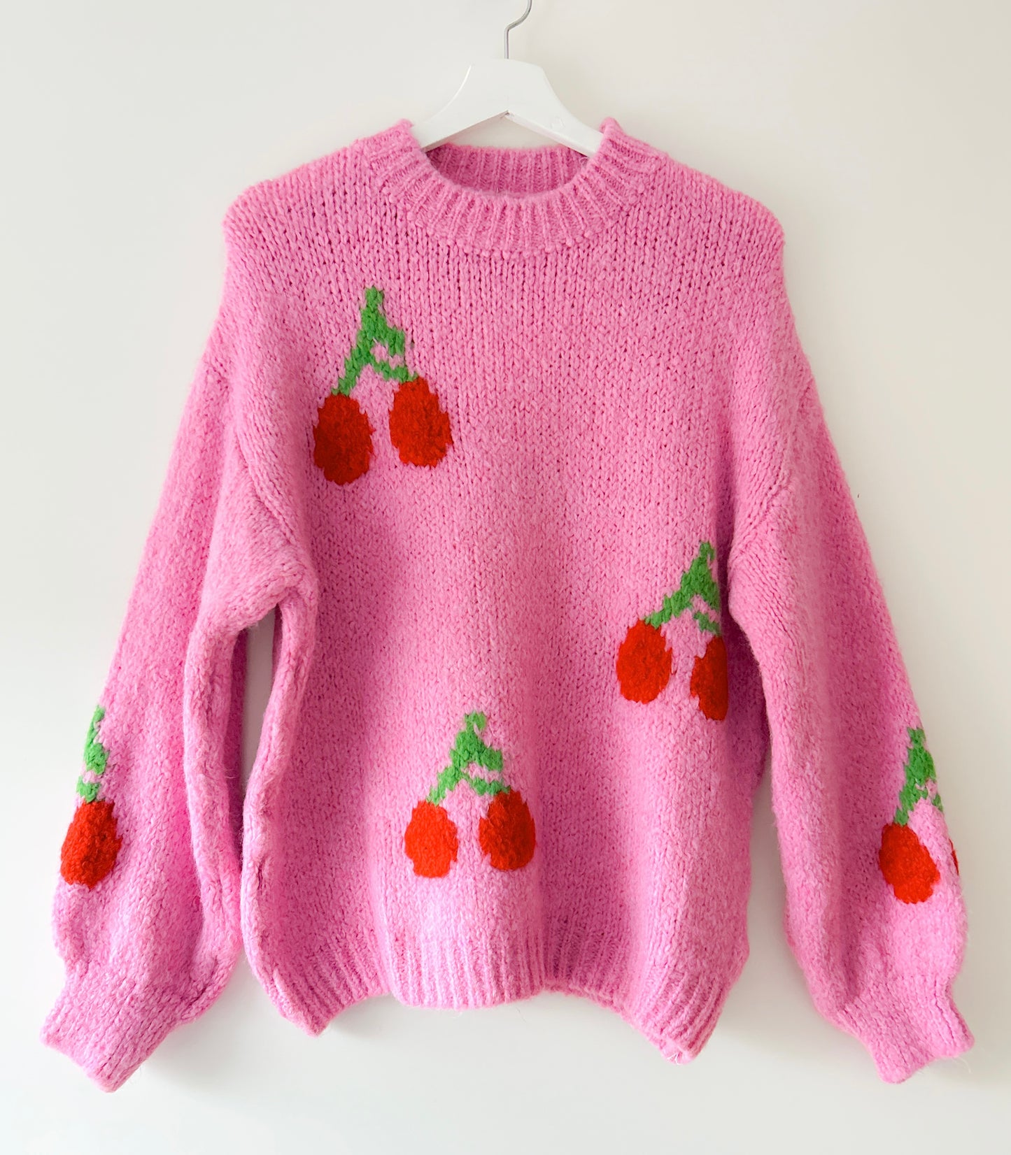 Knitted Sweater - Cherry Pink