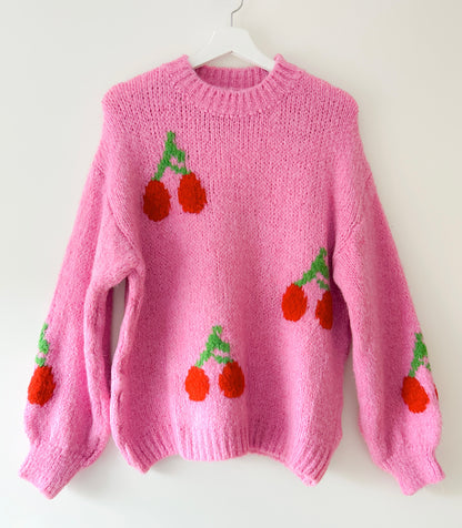 Knitted Sweater - Cherry Pink