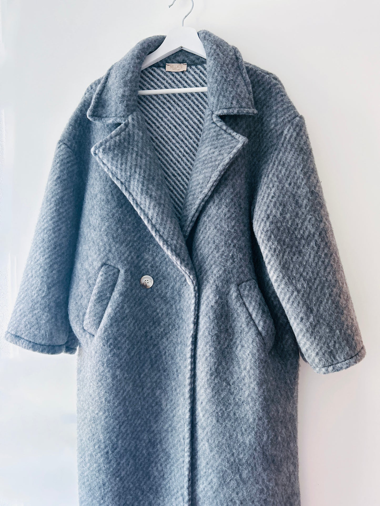 Manteau long en laine rayée - Liora Grey