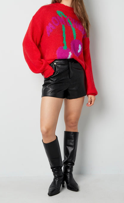 Trui - Mon Cherry rood/fuchsia
