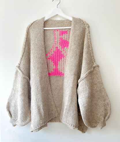 Knitted Vest Beige - Lola cherry beige/pink