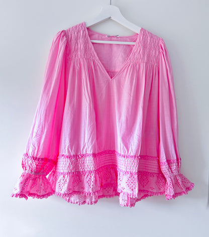 Roze geborduurde blouse Zara