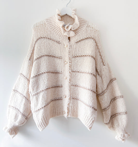 Vest - Ruffle chique beige streep