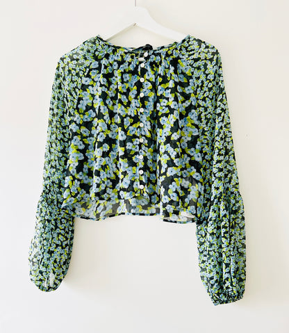 Blouse crop top verte Zara
