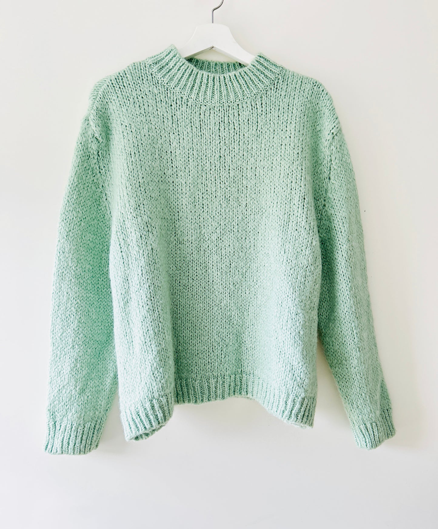 Mintgroene gebreide wollen trui Zara