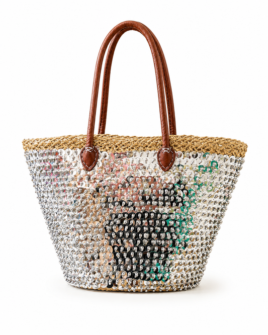 Silver bullet sequin beach bag