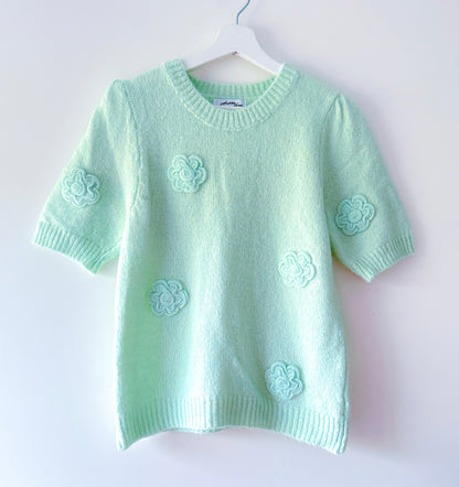 Trui - Floral mintgroen