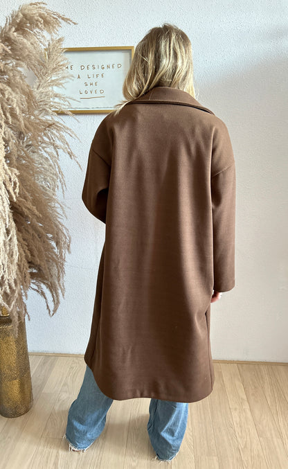 Mantel Jas - Nomi rib bruin