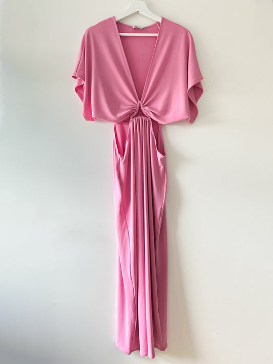 Pink long dress with open sides Zara
