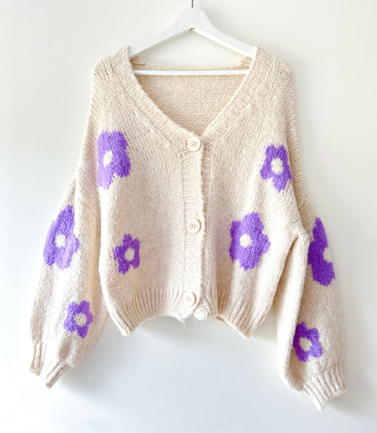 Knitted Vest - Flower Lila