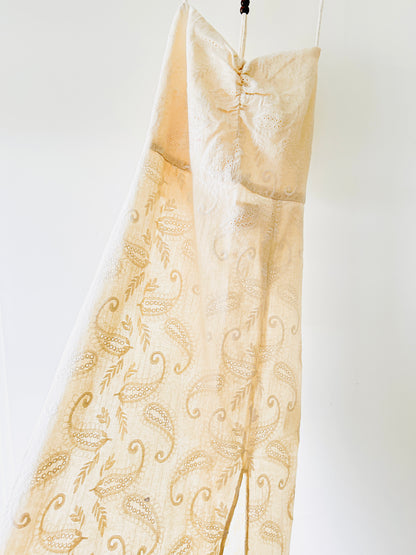 Ecru embroidered long dress Zara