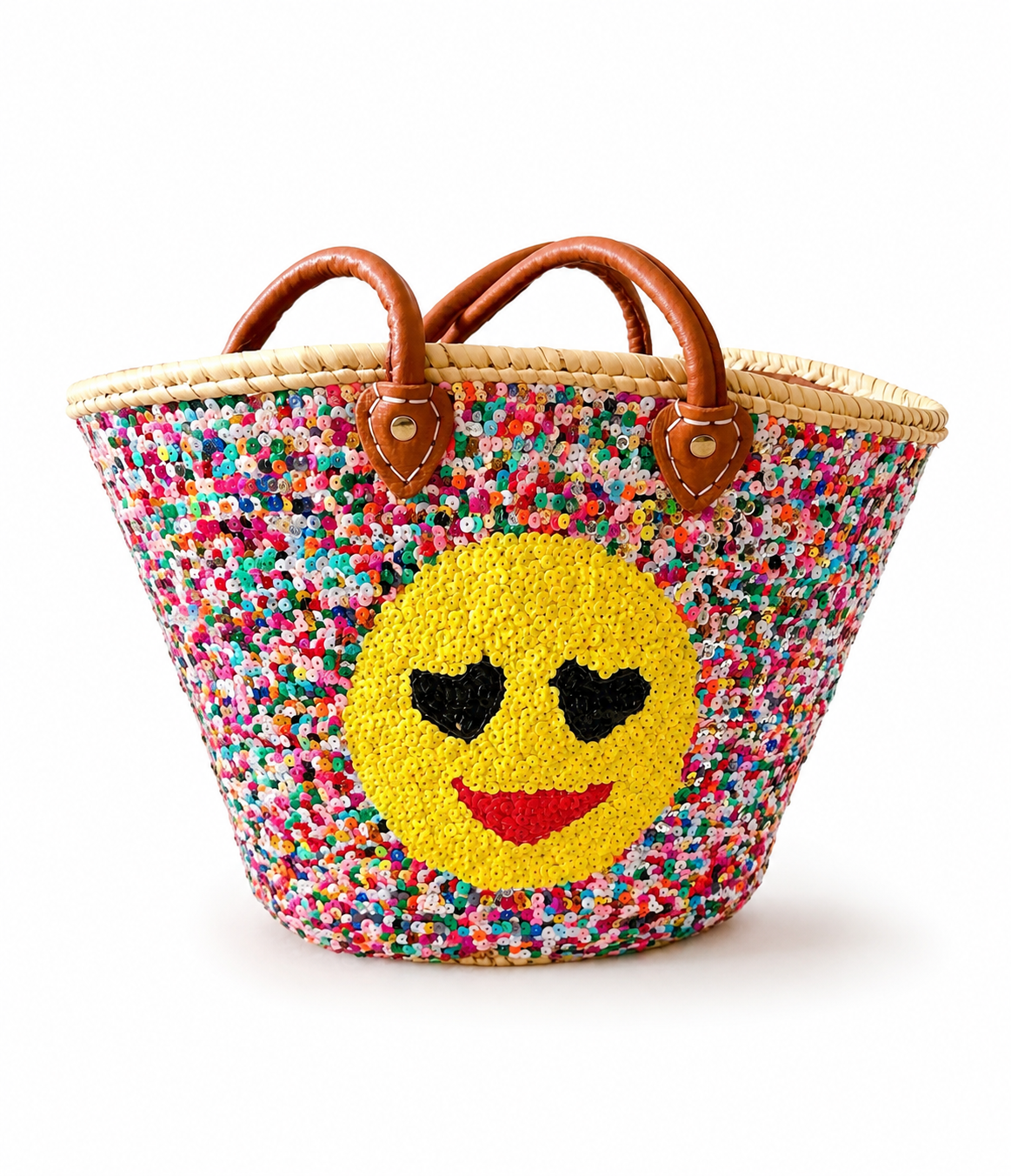 Smiley sequin beach bag