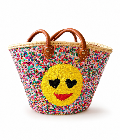 Smiley sequin beach bag