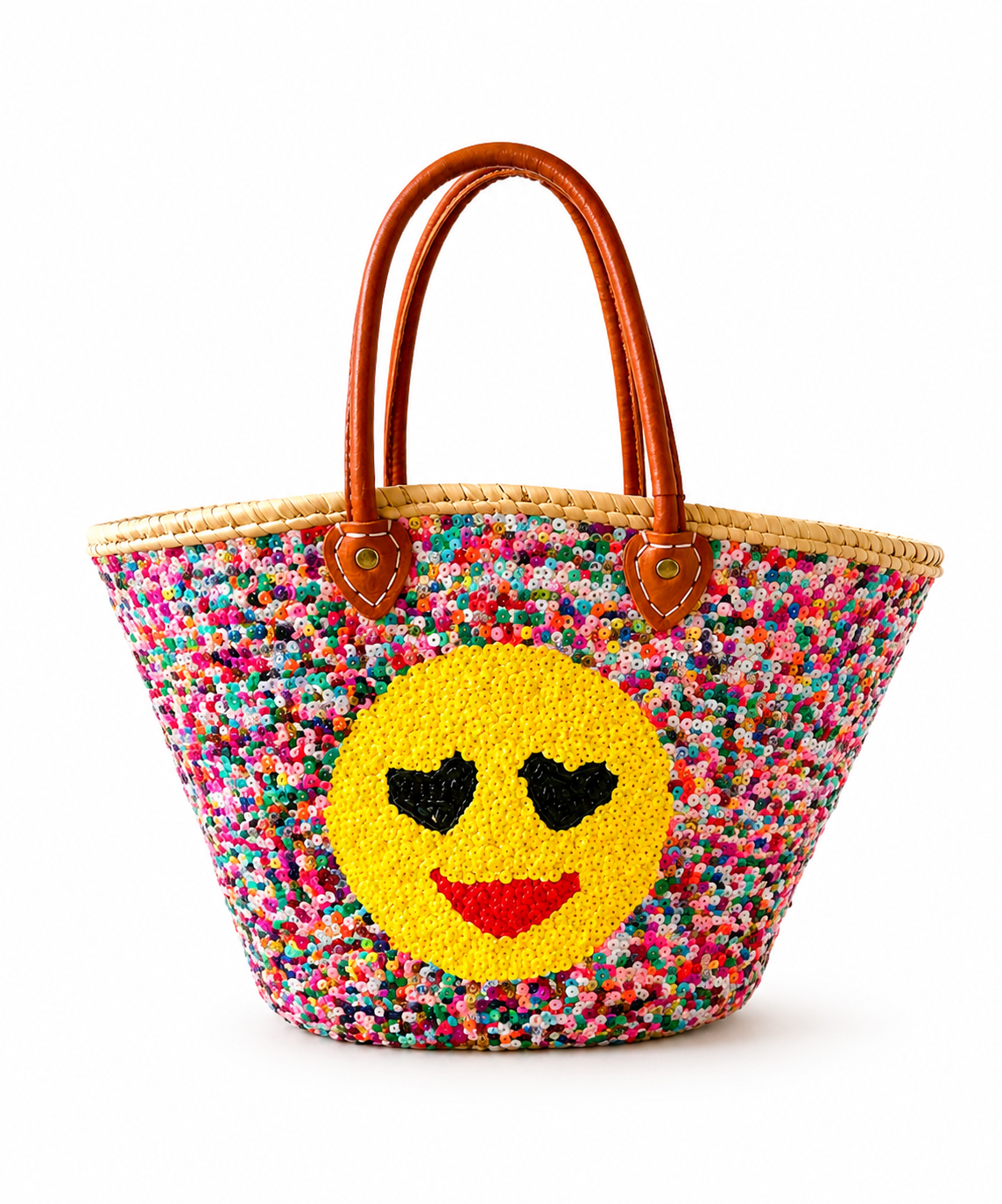 Smiley sequin beach bag