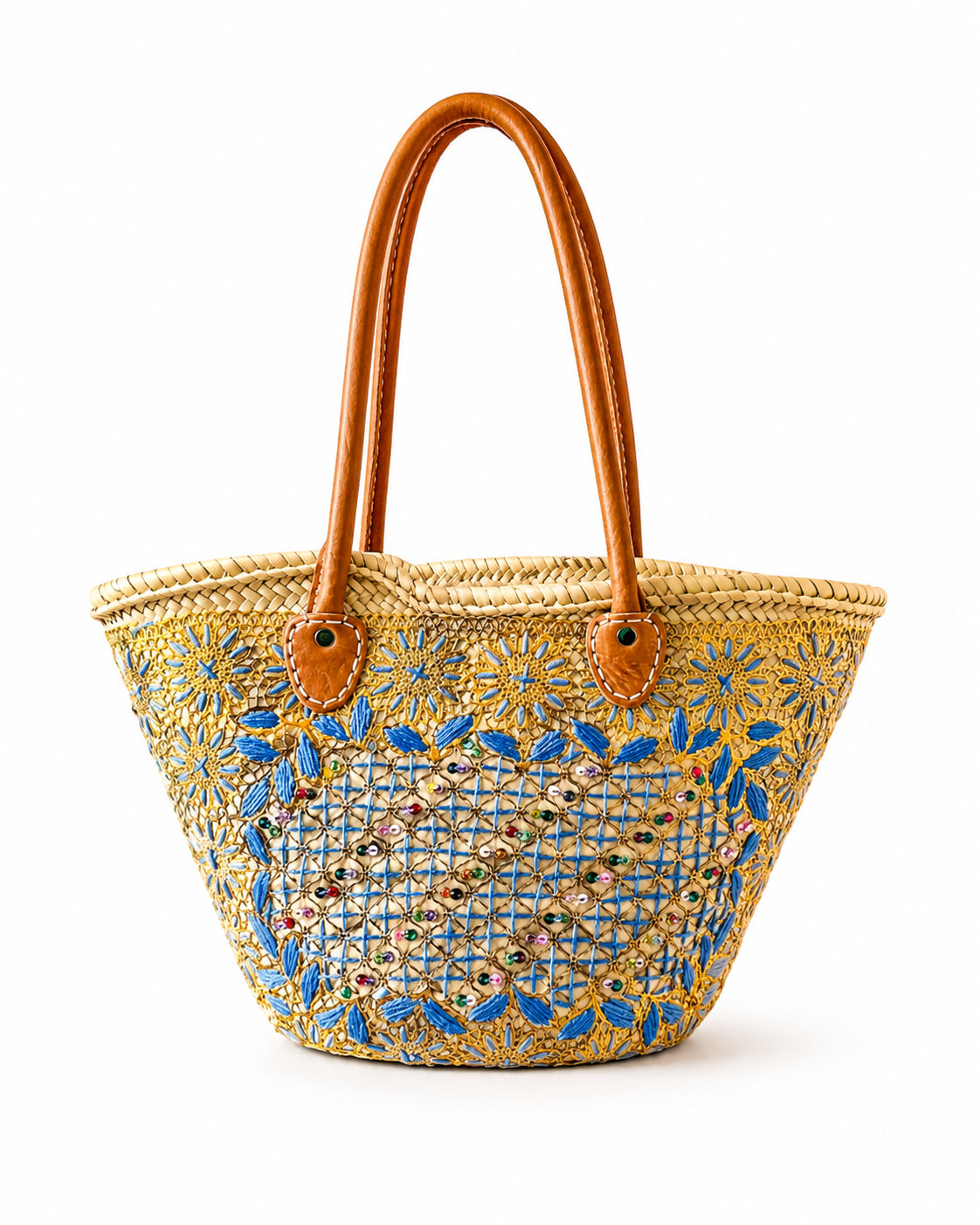 Purple embroidered beach bag