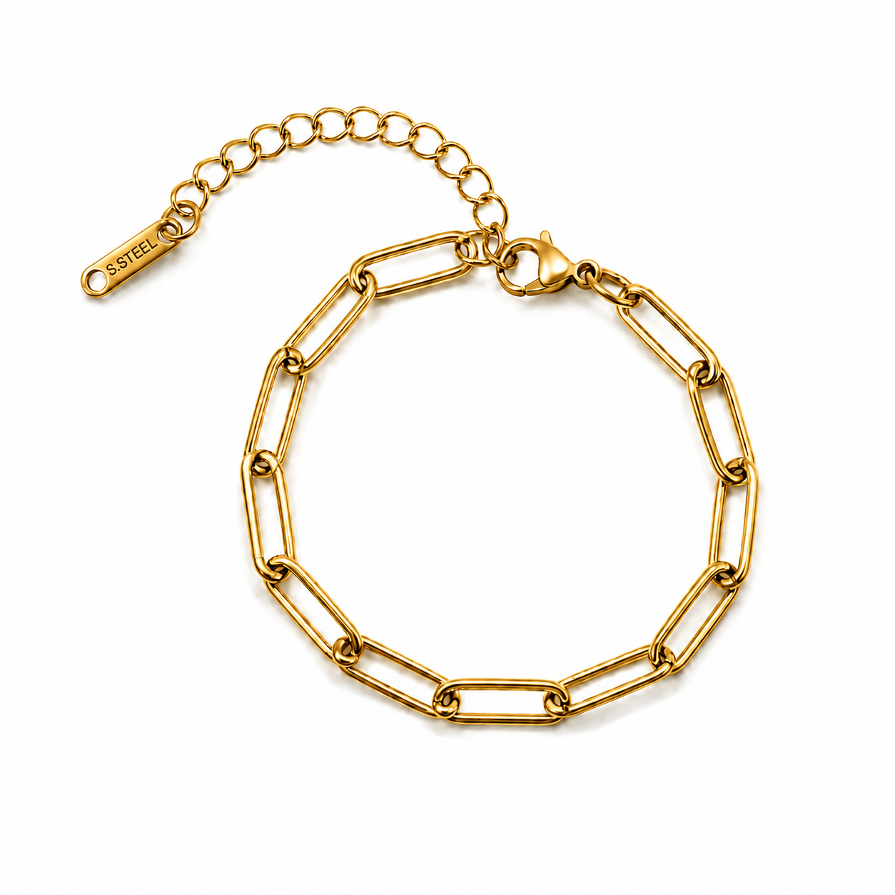 Paperclip armband goud